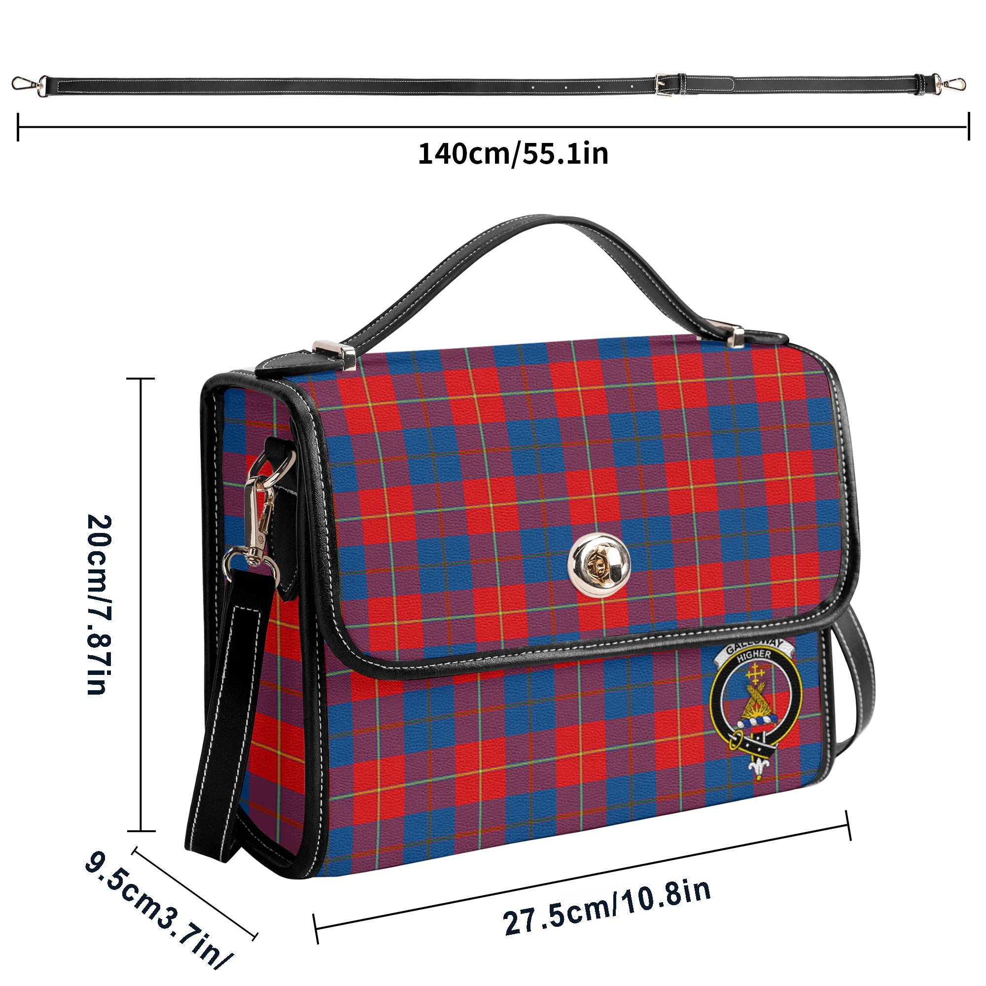 Galloway Red Tartan Crest Satchel Bag