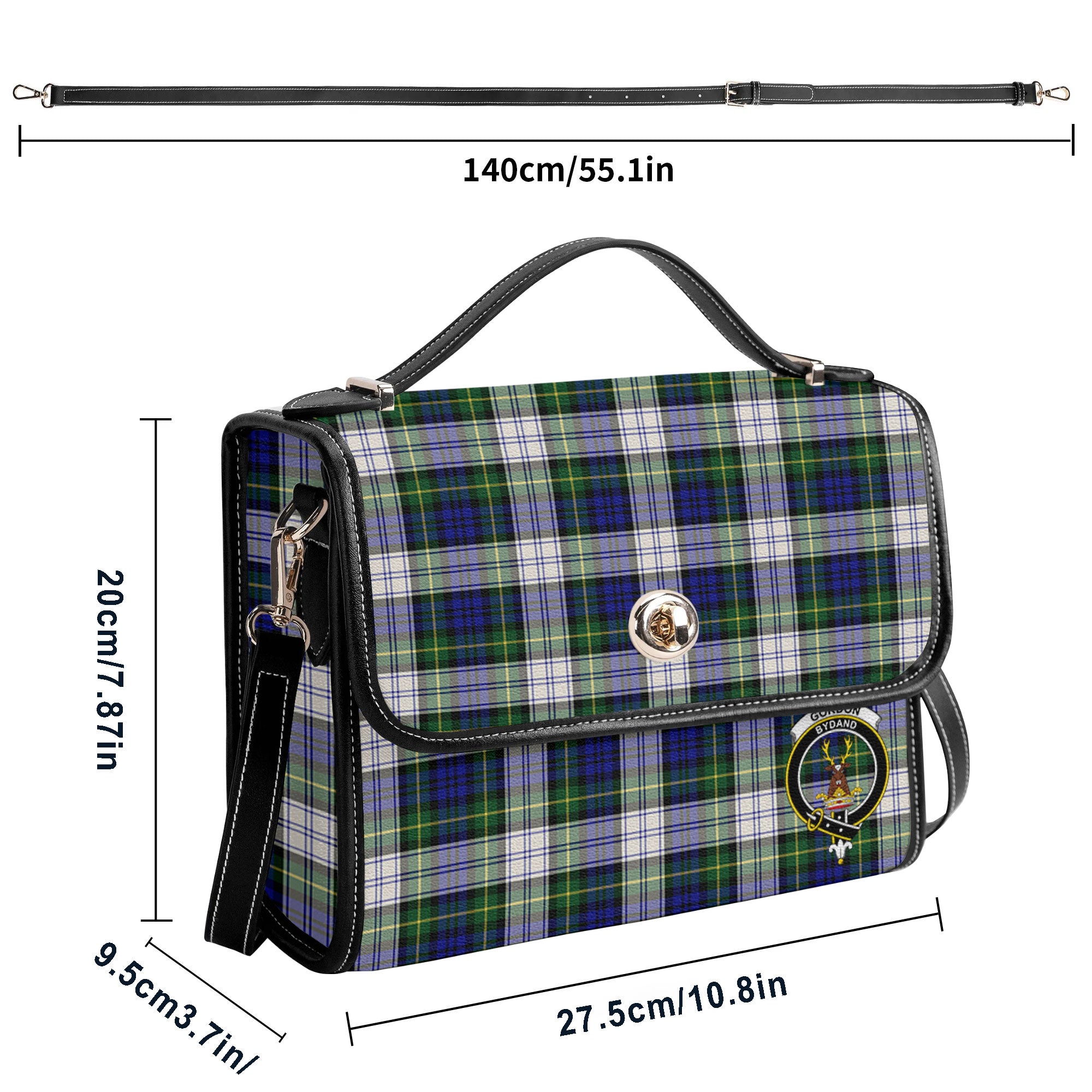 Gordon Dress Modern Tartan Crest Satchel Bag