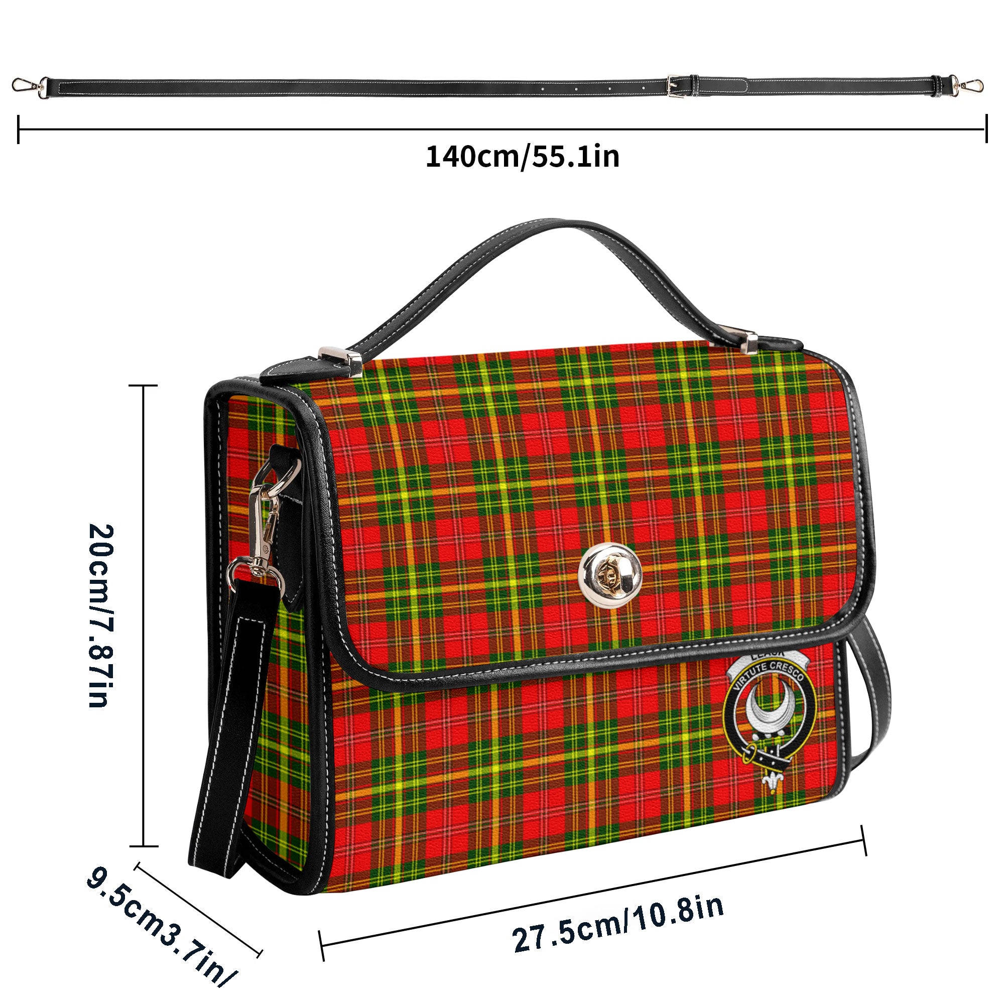 Leask Tartan Crest Satchel Bag