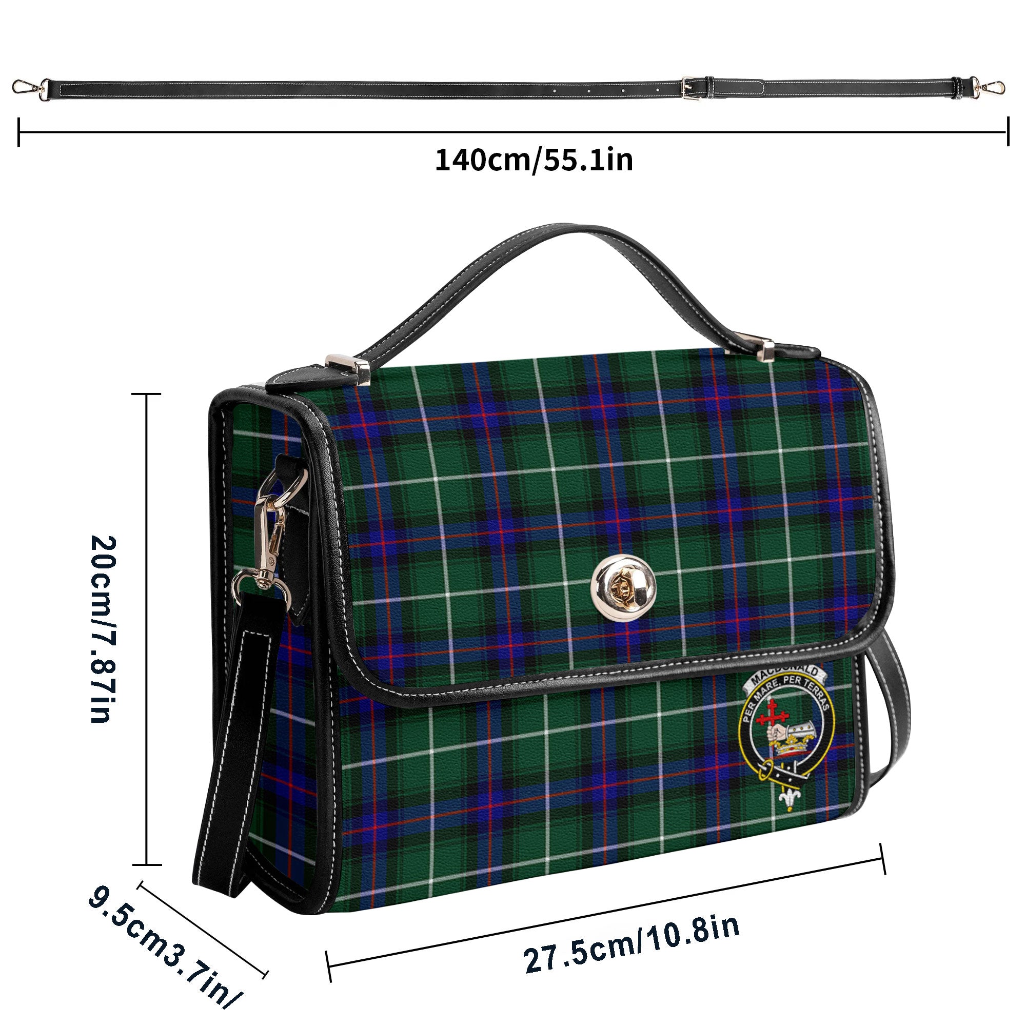 MacDonald of the Isles Hunting Modern Tartan Crest Satchel Bag