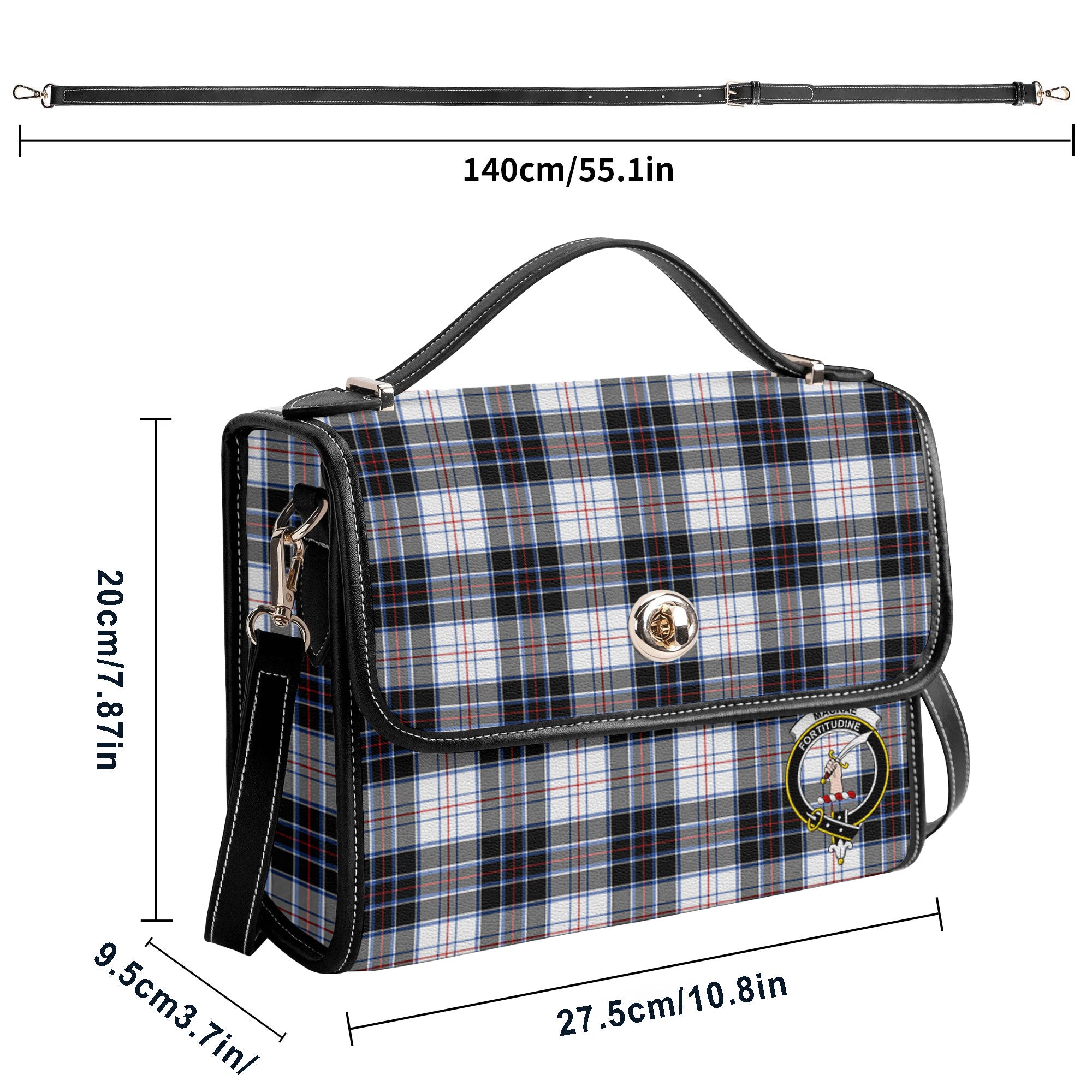 MacRae Dress Modern Tartan Crest Satchel Bag