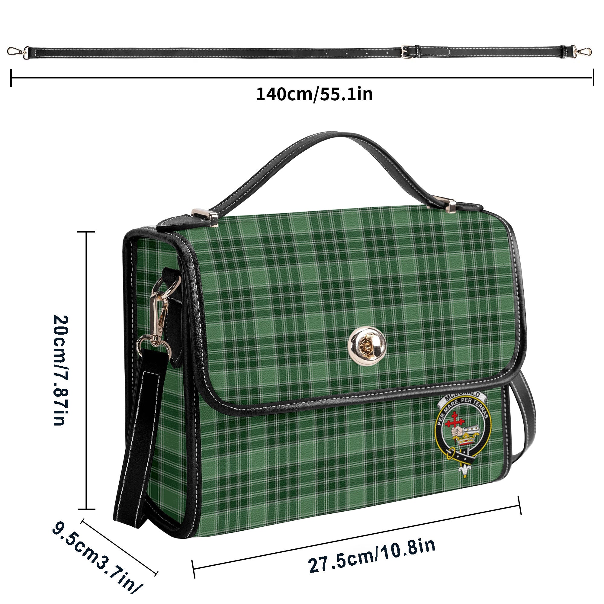 McDonald Lord of the Isles Hunting Tartan Crest Satchel Bag