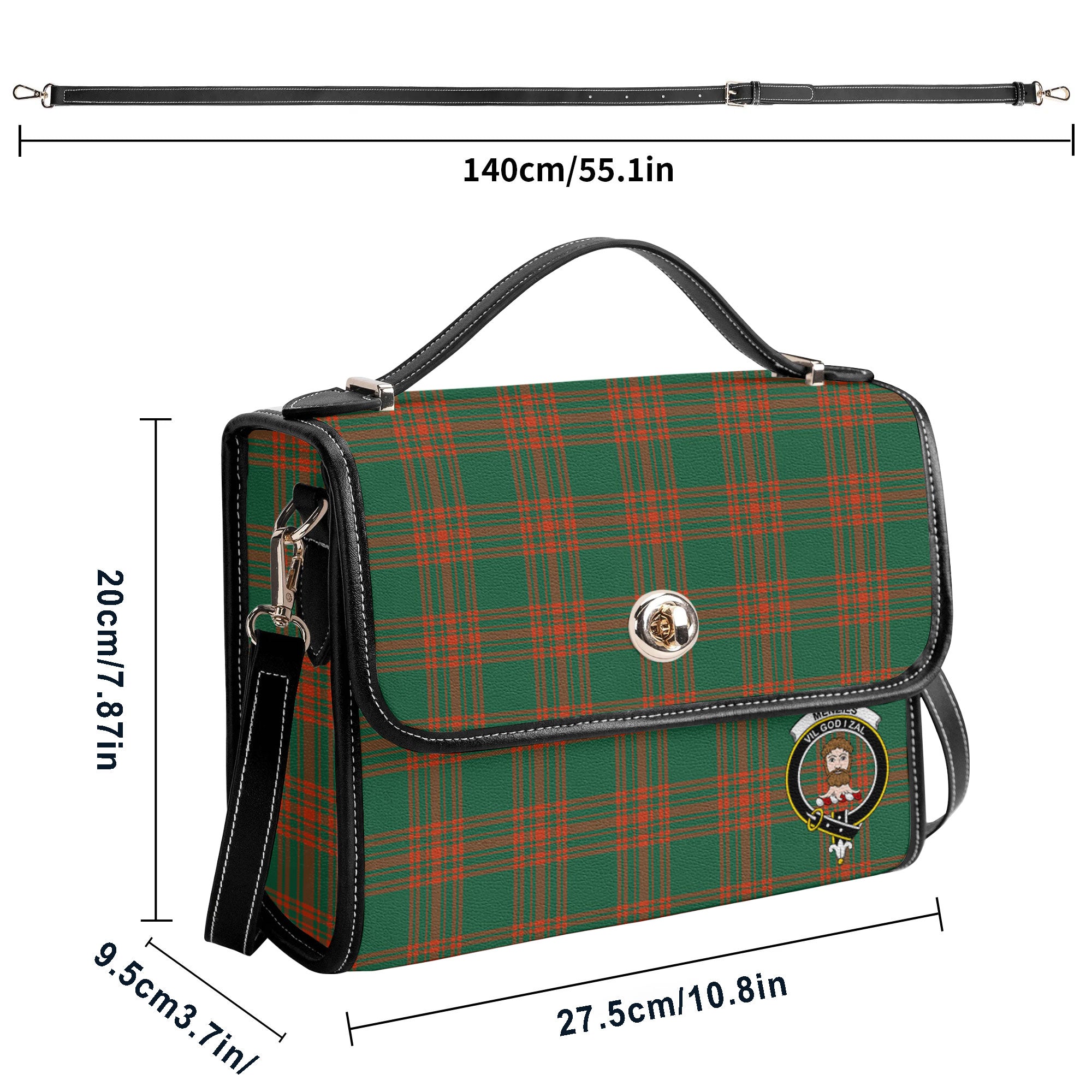 Menzies Green Ancient Tartan Crest Satchel Bag