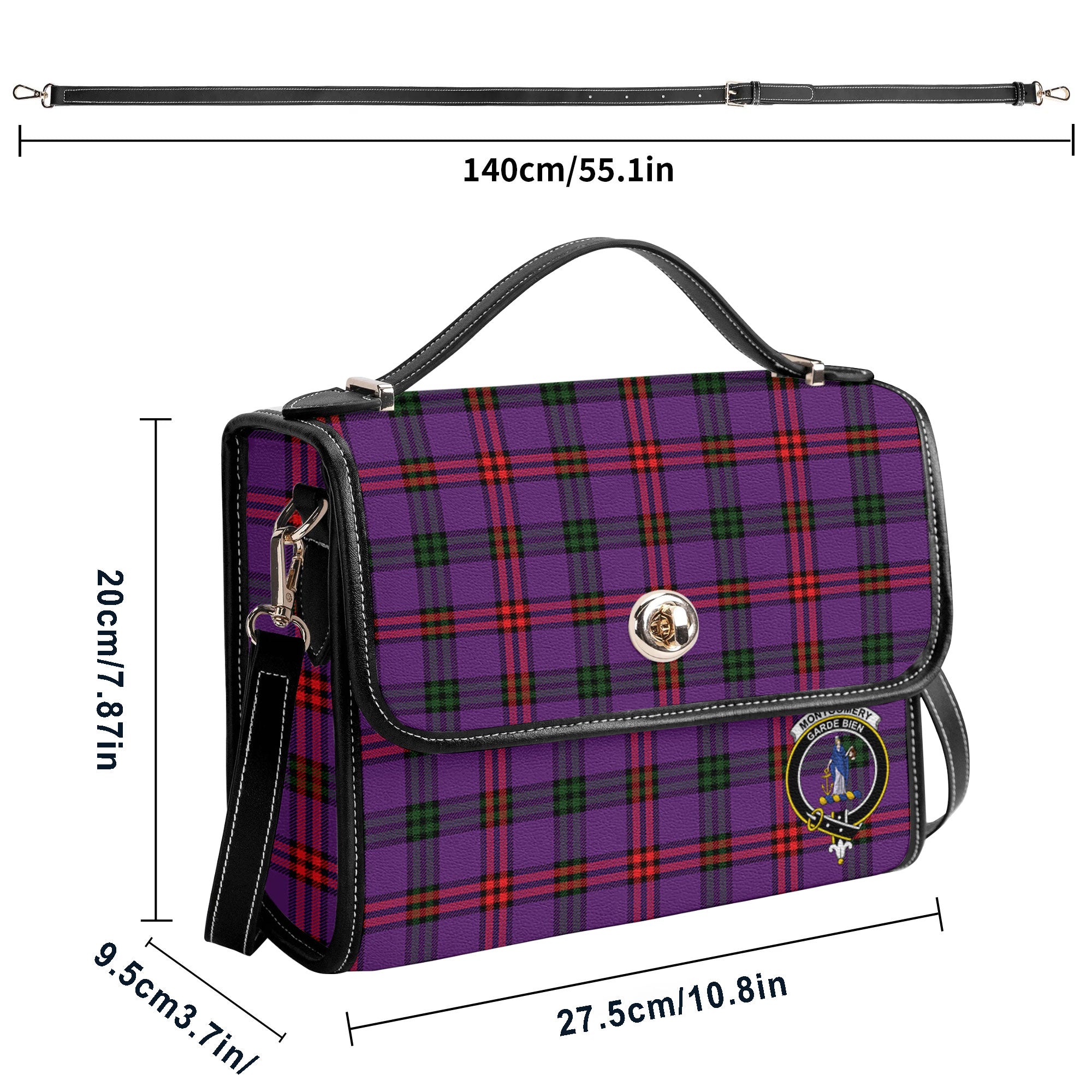 Montgomery Modern Tartan Crest Satchel Bag