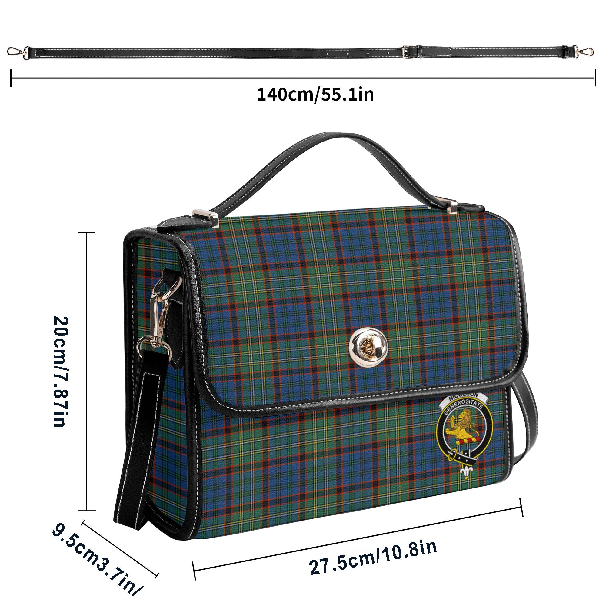 Nicolson Hunting Ancient Tartan Crest Satchel Bag
