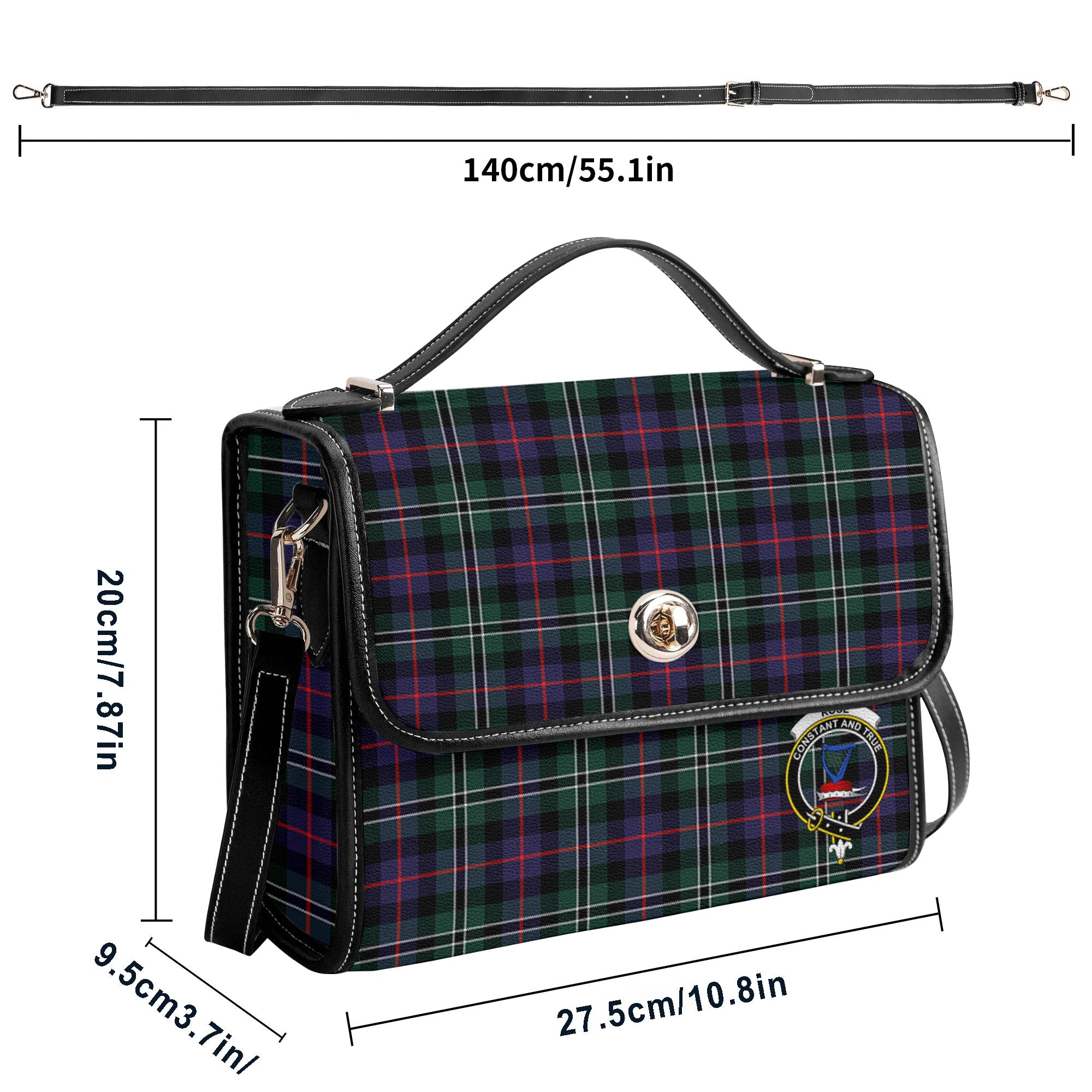 Rose Hunting Modern Tartan Crest Satchel Bag