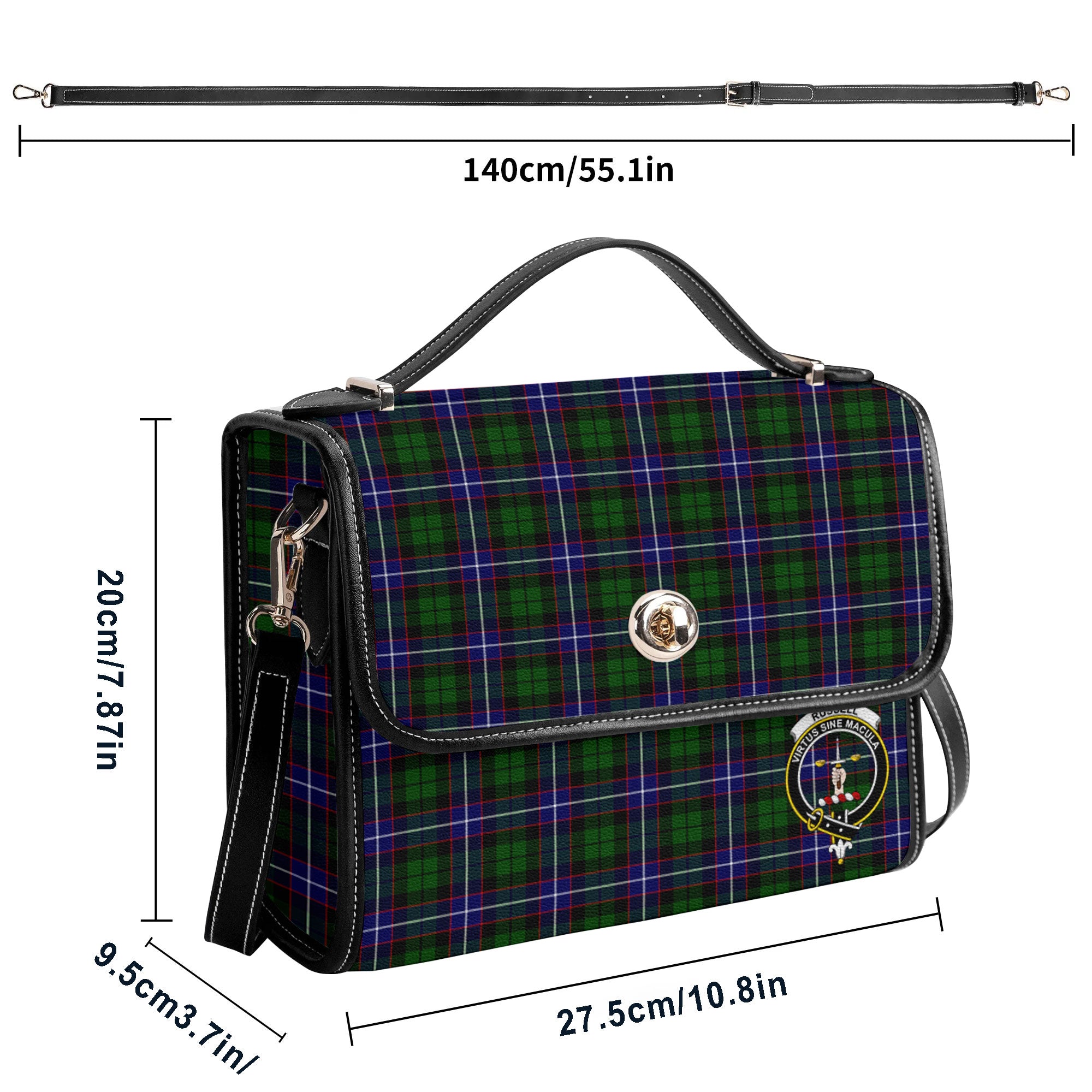 Russell Modern Tartan Crest Satchel Bag