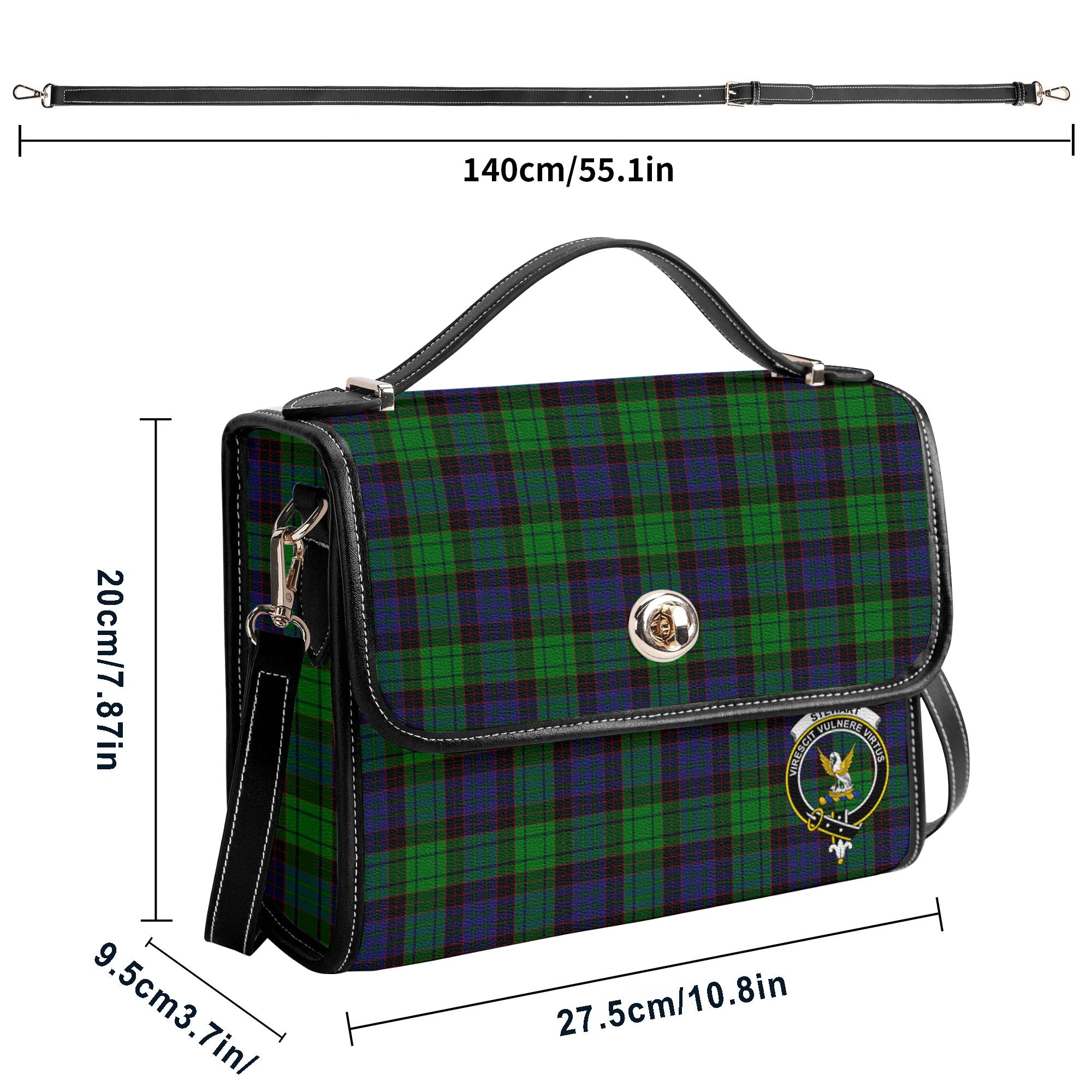 Stewart Old Modern Tartan Crest Satchel Bag
