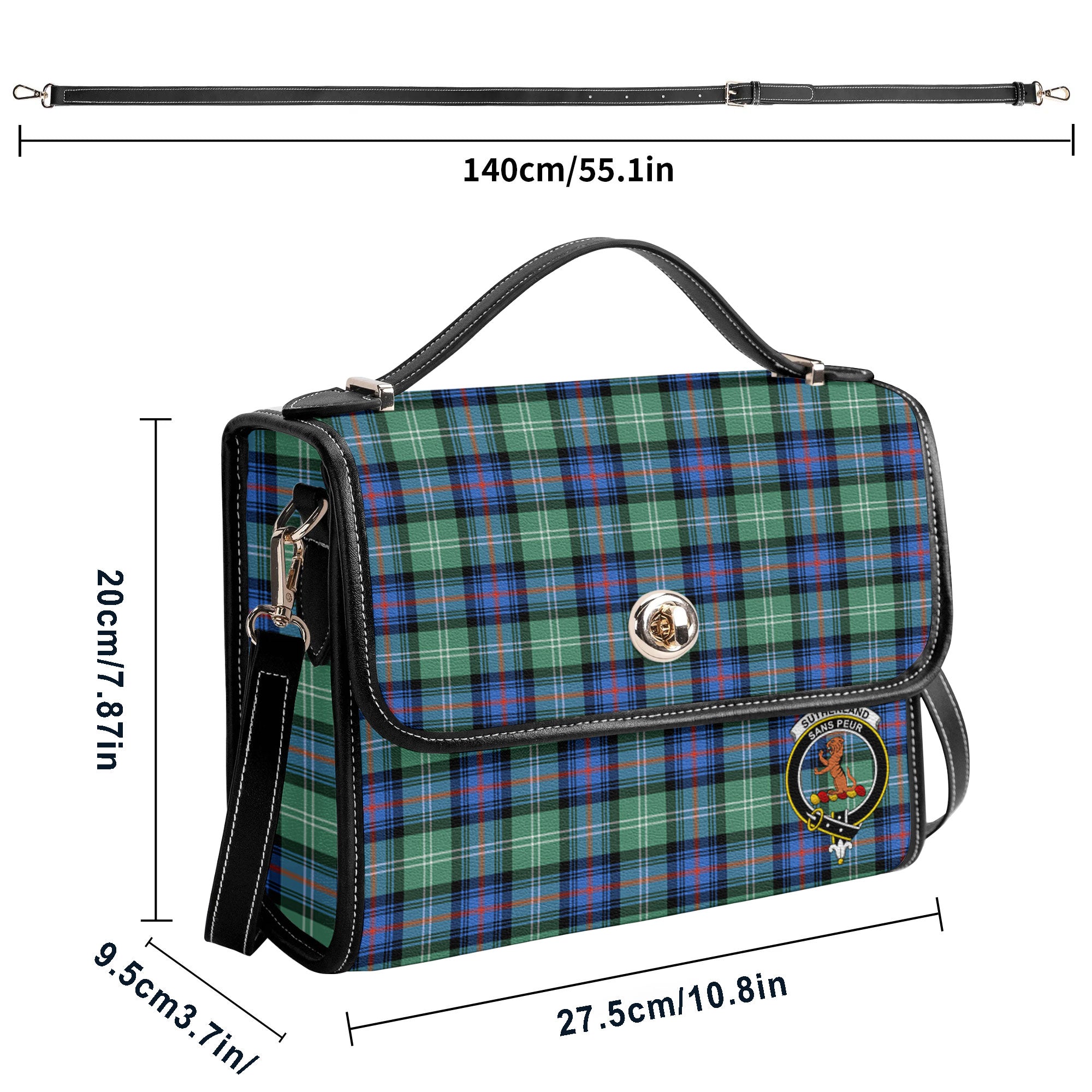 Sutherland Old Ancient Tartan Crest Satchel Bag