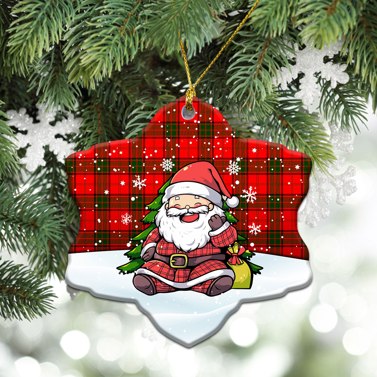 Adair Modern Tartan Christmas Ceramic Ornament - Scottish Santa Style