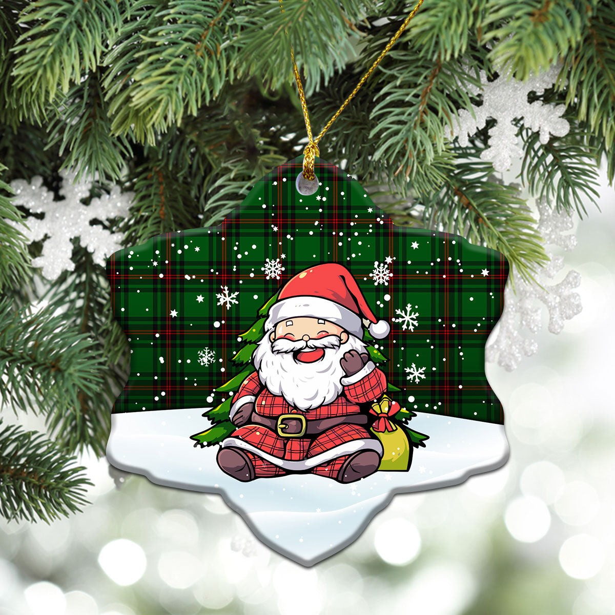 Anstruther Tartan Christmas Ceramic Ornament - Scottish Santa Style