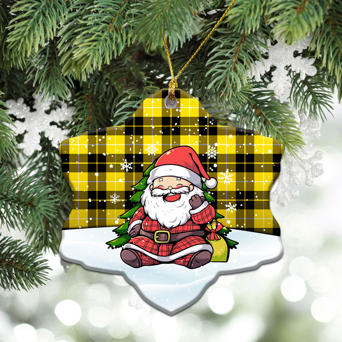 Barclay Dress Modern Tartan Christmas Ceramic Ornament - Scottish Santa Style