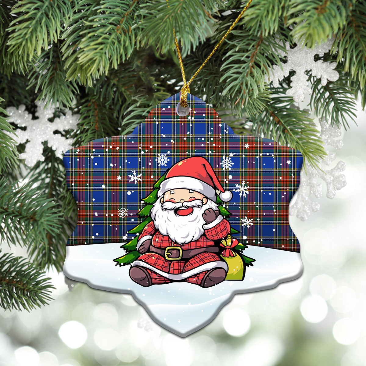 Beaton Ancient Tartan Christmas Ceramic Ornament - Scottish Santa Style