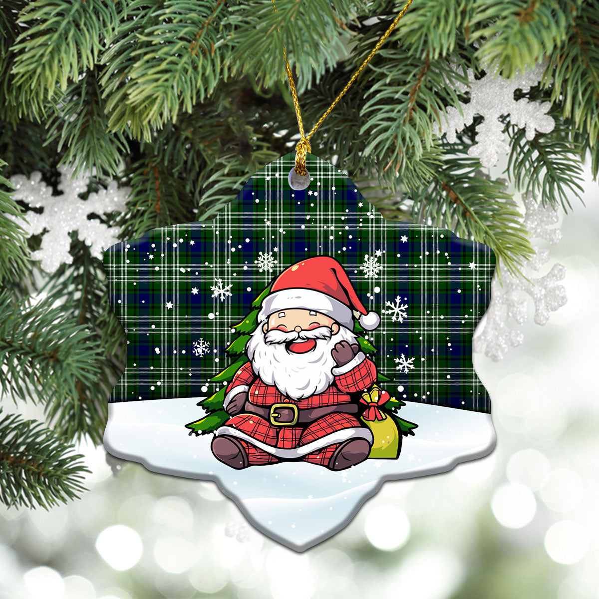 Blackadder Tartan Christmas Ceramic Ornament - Scottish Santa Style