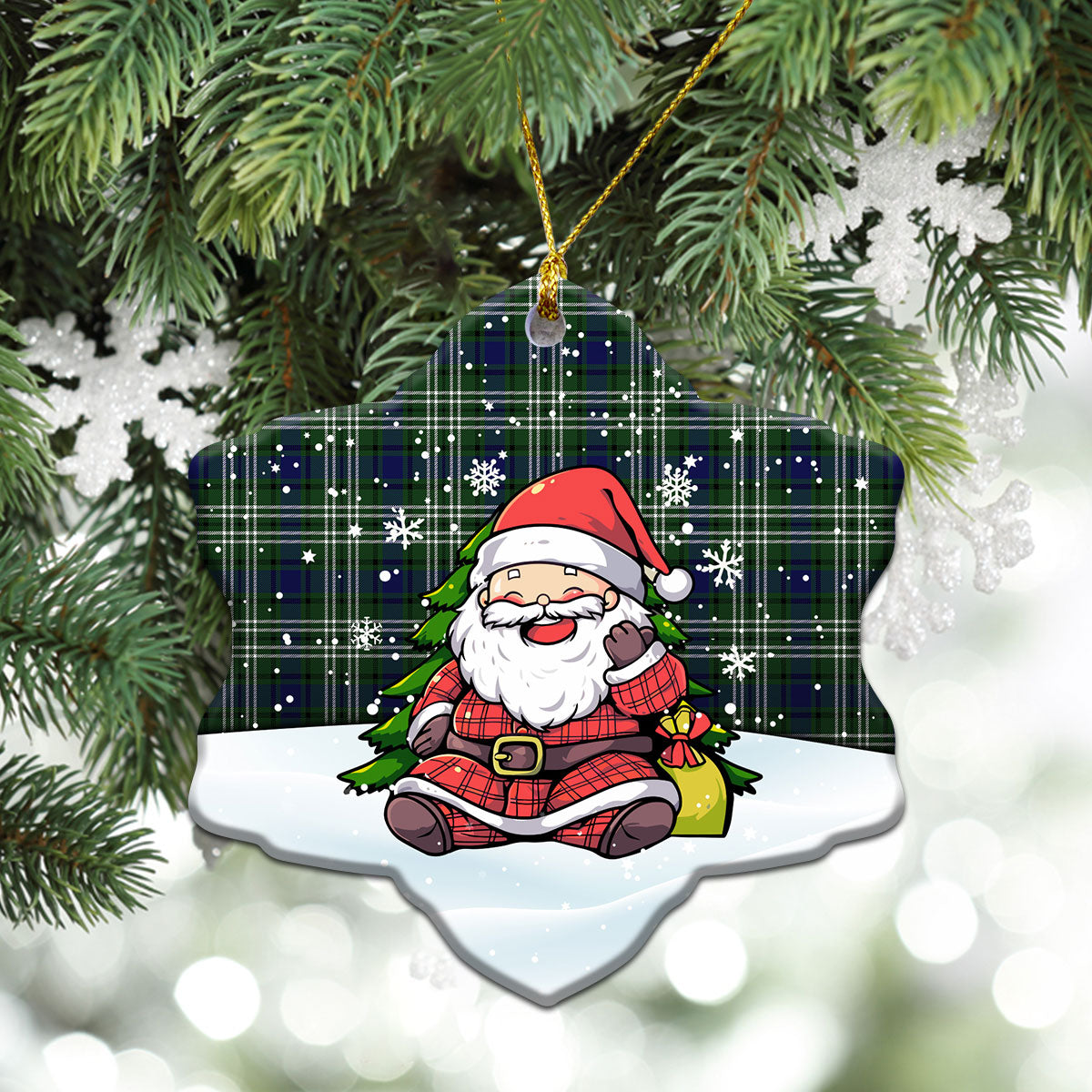 Blyth Tartan Christmas Ceramic Ornament - Scottish Santa Style