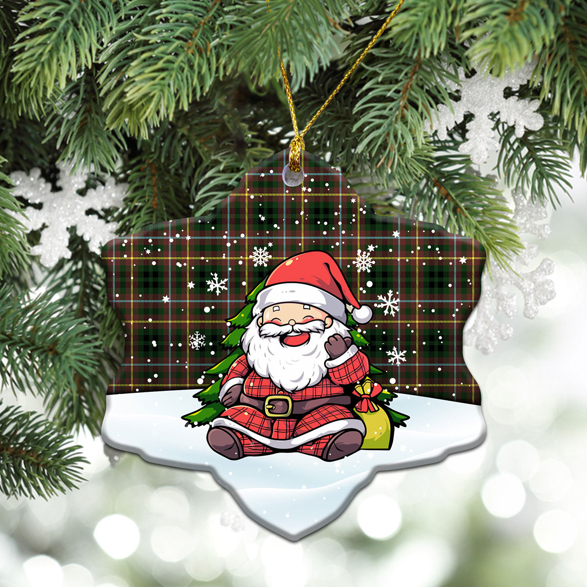 Buchanan Hunting Tartan Christmas Ceramic Ornament - Scottish Santa Style