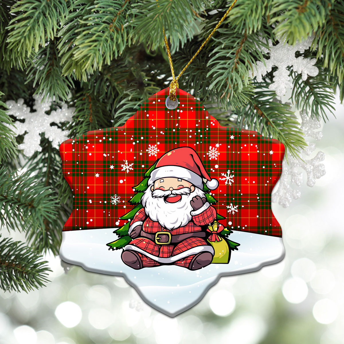 Cameron Modern Tartan Christmas Ceramic Ornament - Scottish Santa Style