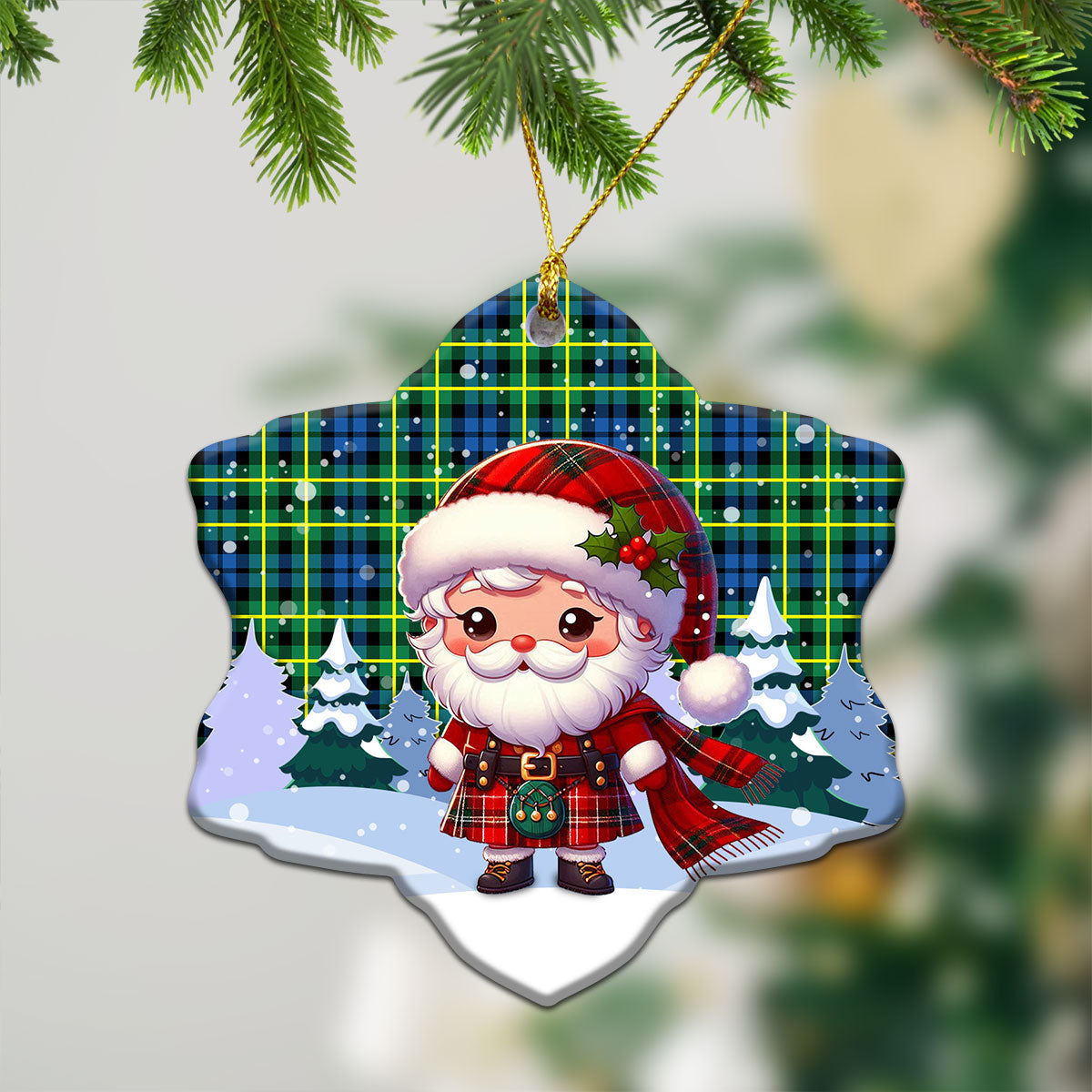 Campbell of Breadalbane Ancient Tartan Christmas Ceramic Ornament - Santa Claus In Kilt Style