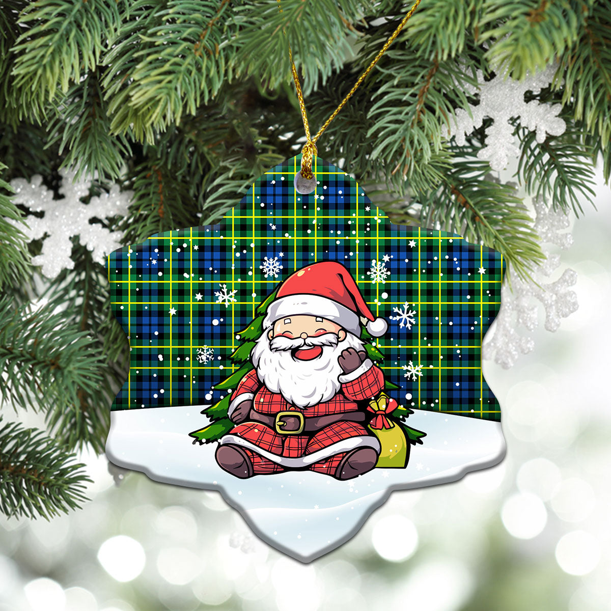 Campbell of Breadalbane Ancient Tartan Christmas Ceramic Ornament - Scottish Santa Style