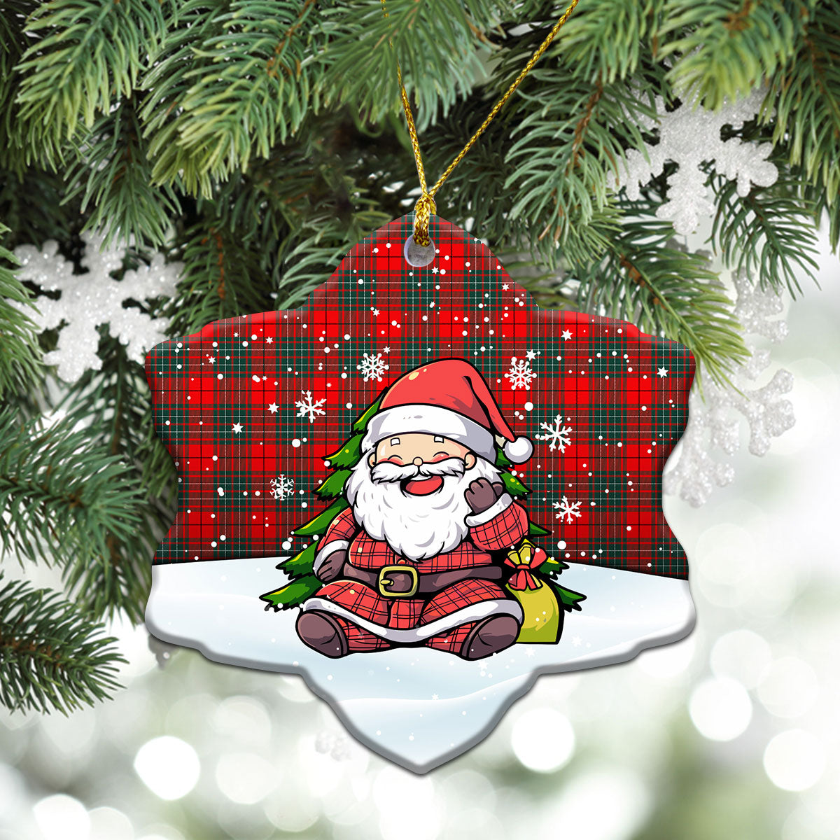 Cheyne Tartan Christmas Ceramic Ornament - Scottish Santa Style