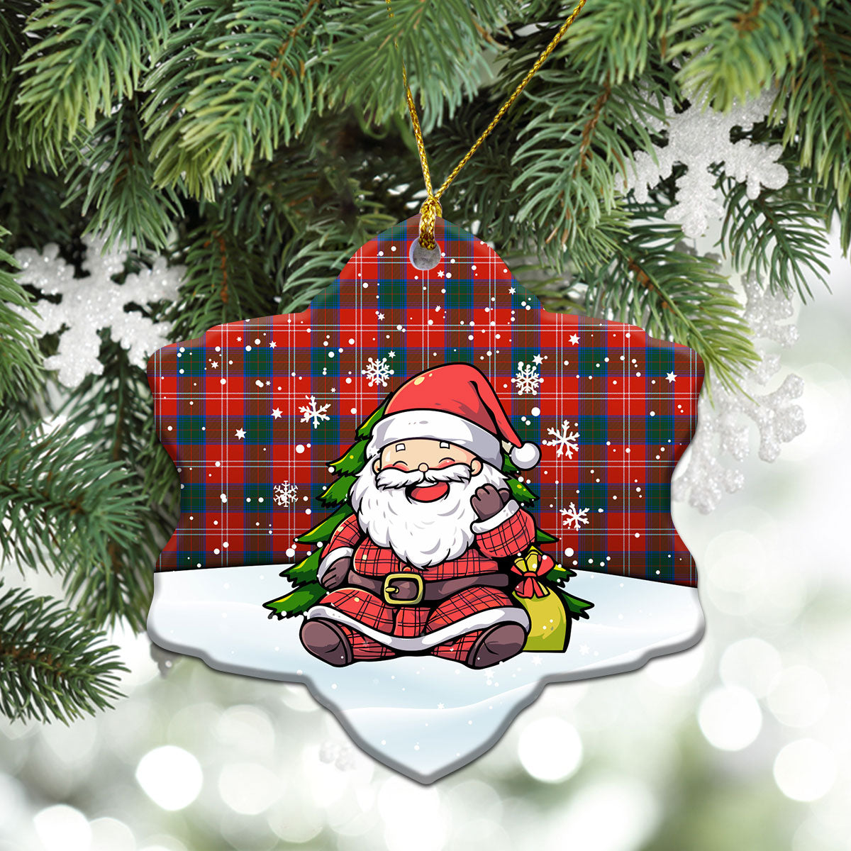 Chisholm Ancient Tartan Christmas Ceramic Ornament - Scottish Santa Style