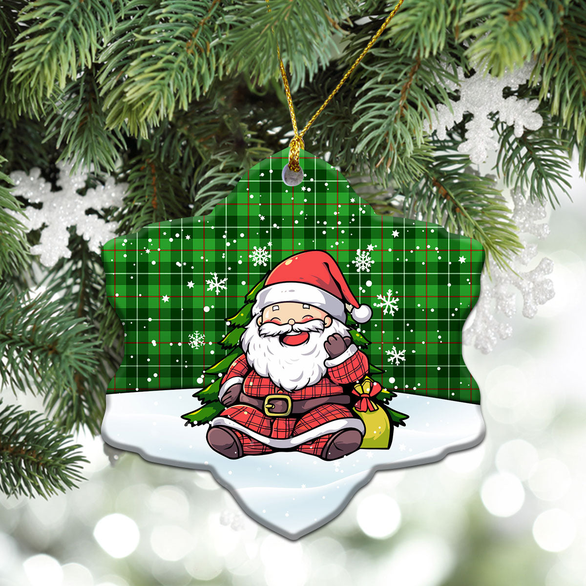 Clephan (or Clephane) Tartan Christmas Ceramic Ornament - Scottish Santa Style