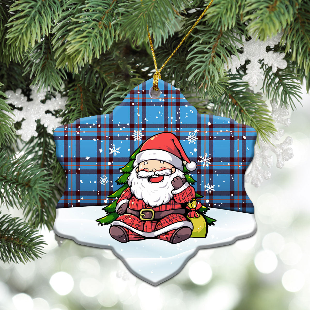 Elliot Ancient Tartan Christmas Ceramic Ornament - Scottish Santa Style