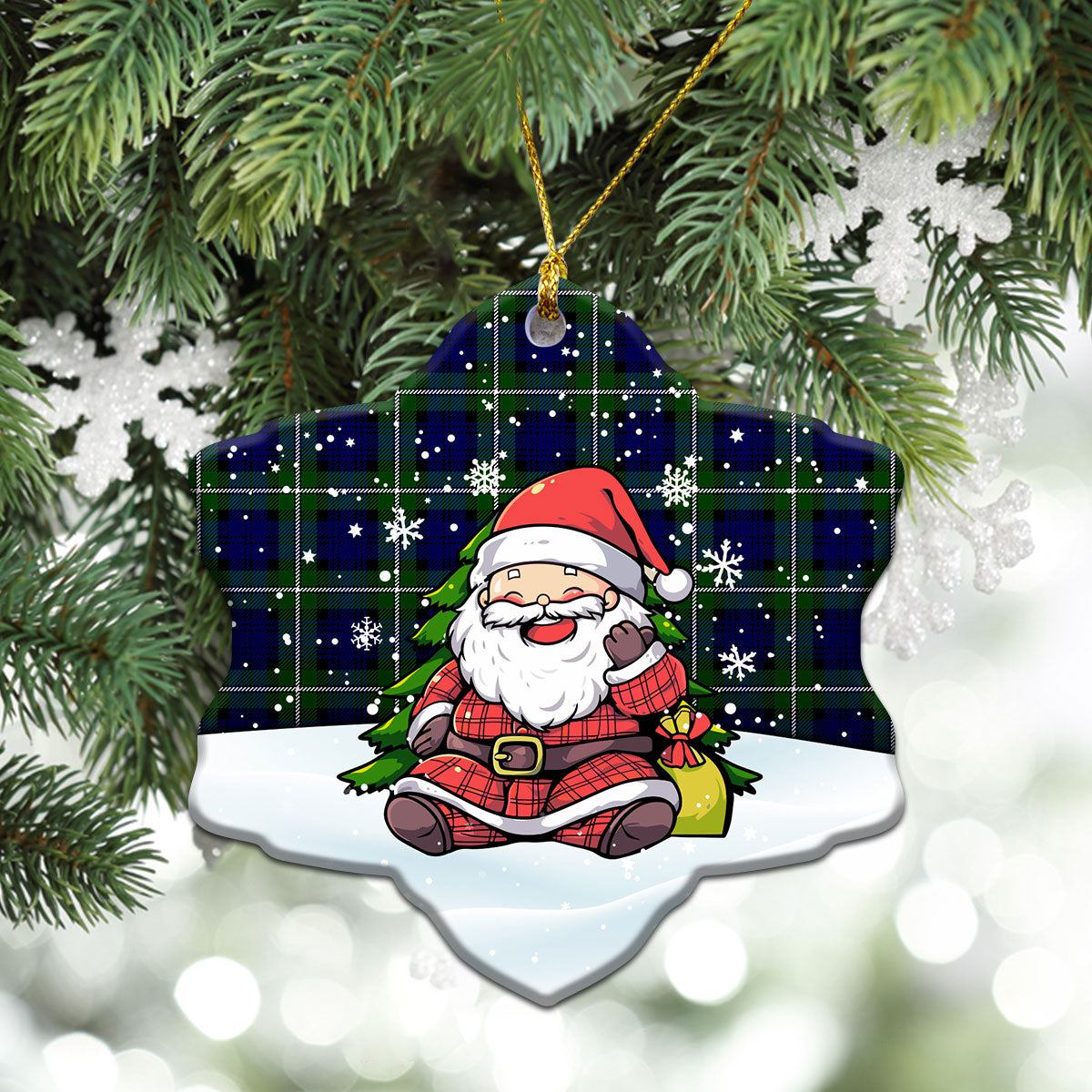 Forbes Modern Tartan Christmas Ceramic Ornament - Scottish Santa Style