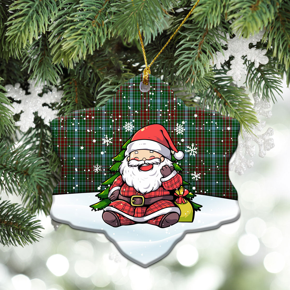 Gayre Tartan Christmas Ceramic Ornament - Scottish Santa Style