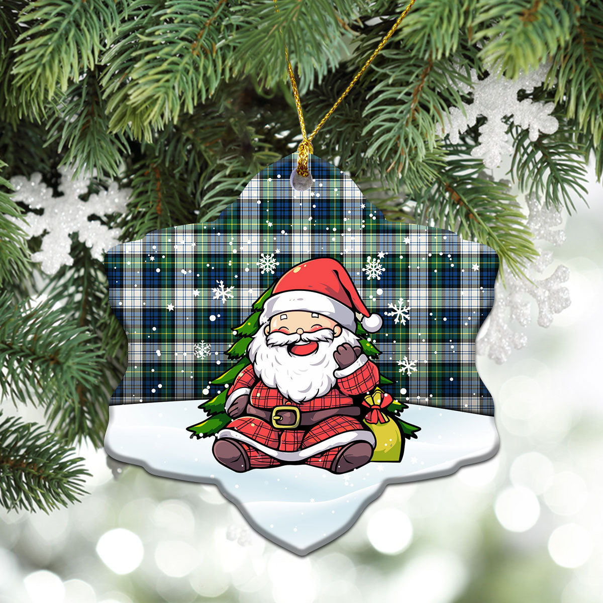 Gordon Dress Ancient Tartan Christmas Ceramic Ornament - Scottish Santa Style