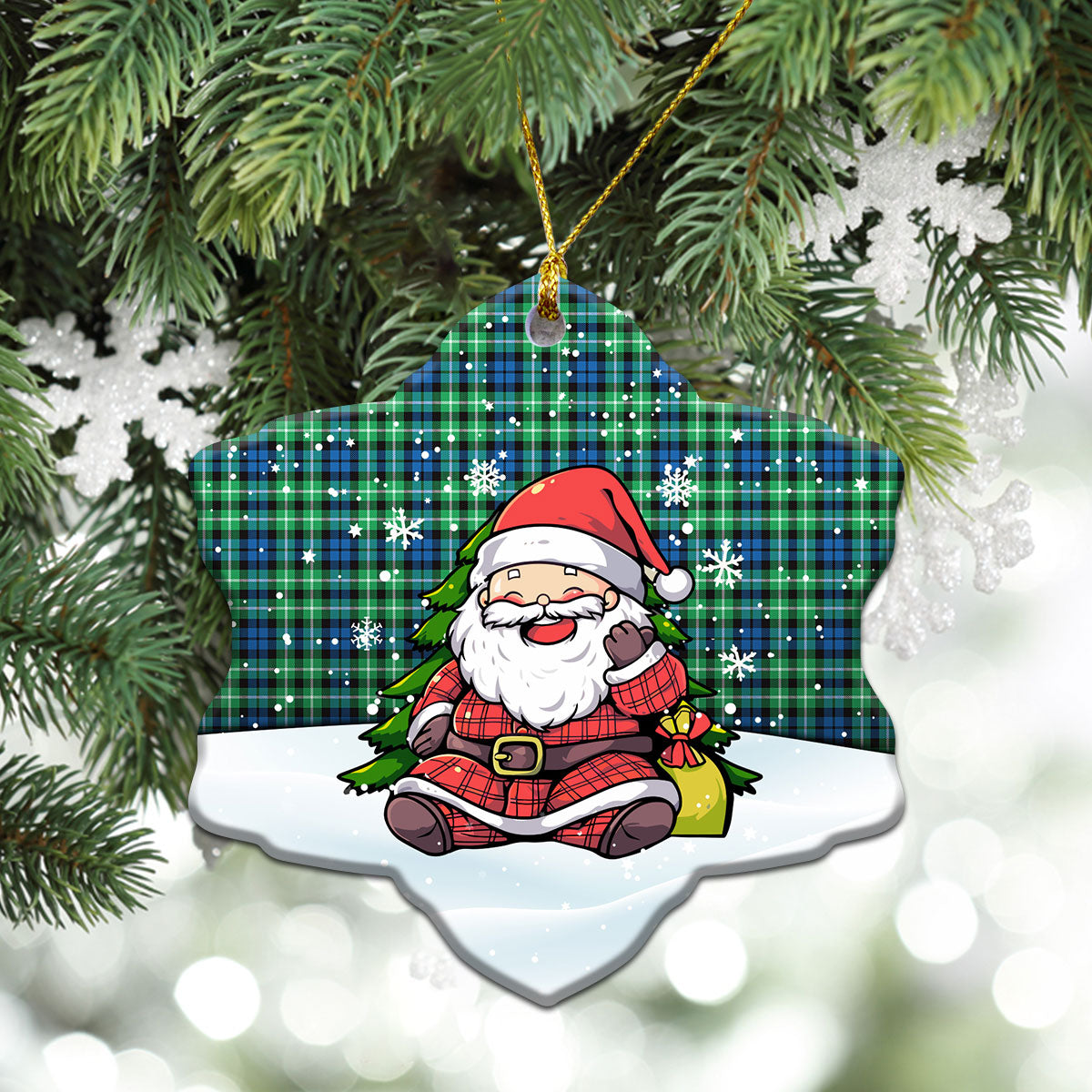 Graham of Montrose Ancient Tartan Christmas Ceramic Ornament - Scottish Santa Style