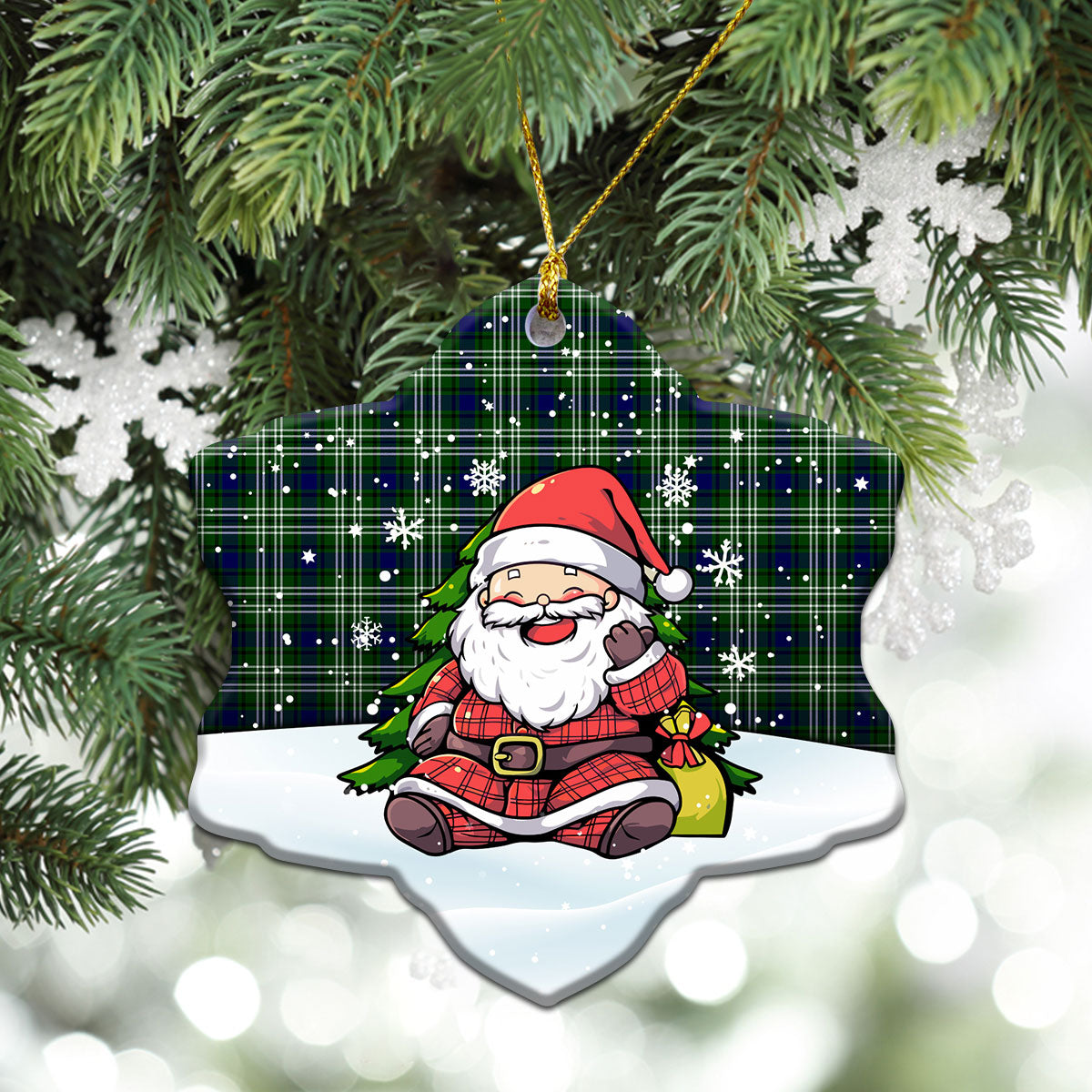 Haliburton Tartan Christmas Ceramic Ornament - Scottish Santa Style