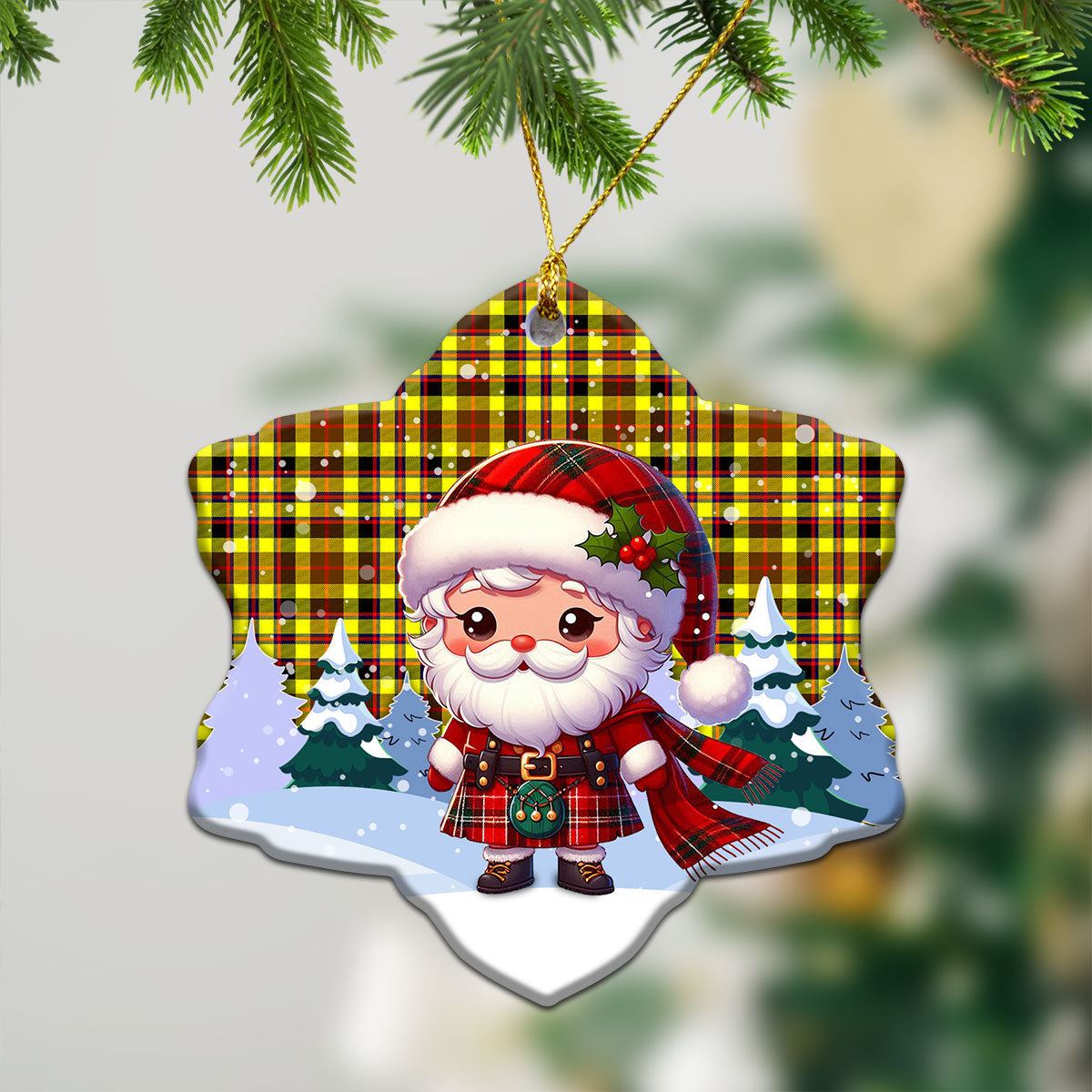 Jardine Tartan Christmas Ceramic Ornament - Santa Claus In Kilt Style