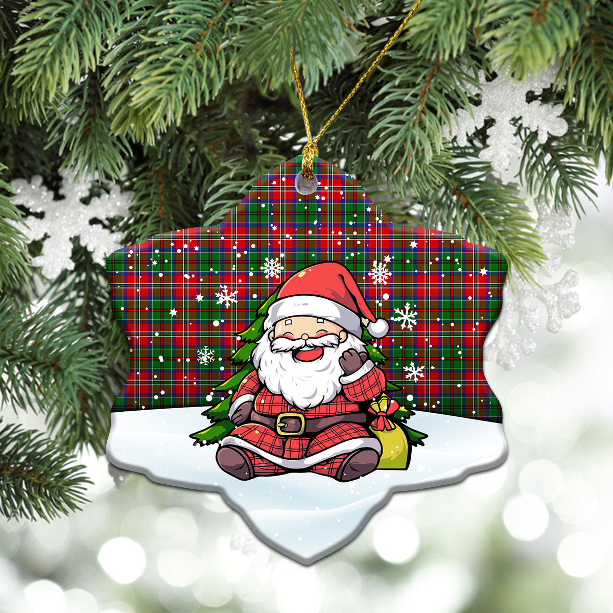 MacCulloch (McCulloch) Tartan Christmas Ceramic Ornament - Scottish Santa Style