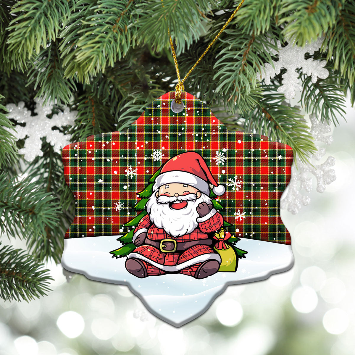 MacLachlan Hunting Modern Tartan Christmas Ceramic Ornament - Scottish Santa Style