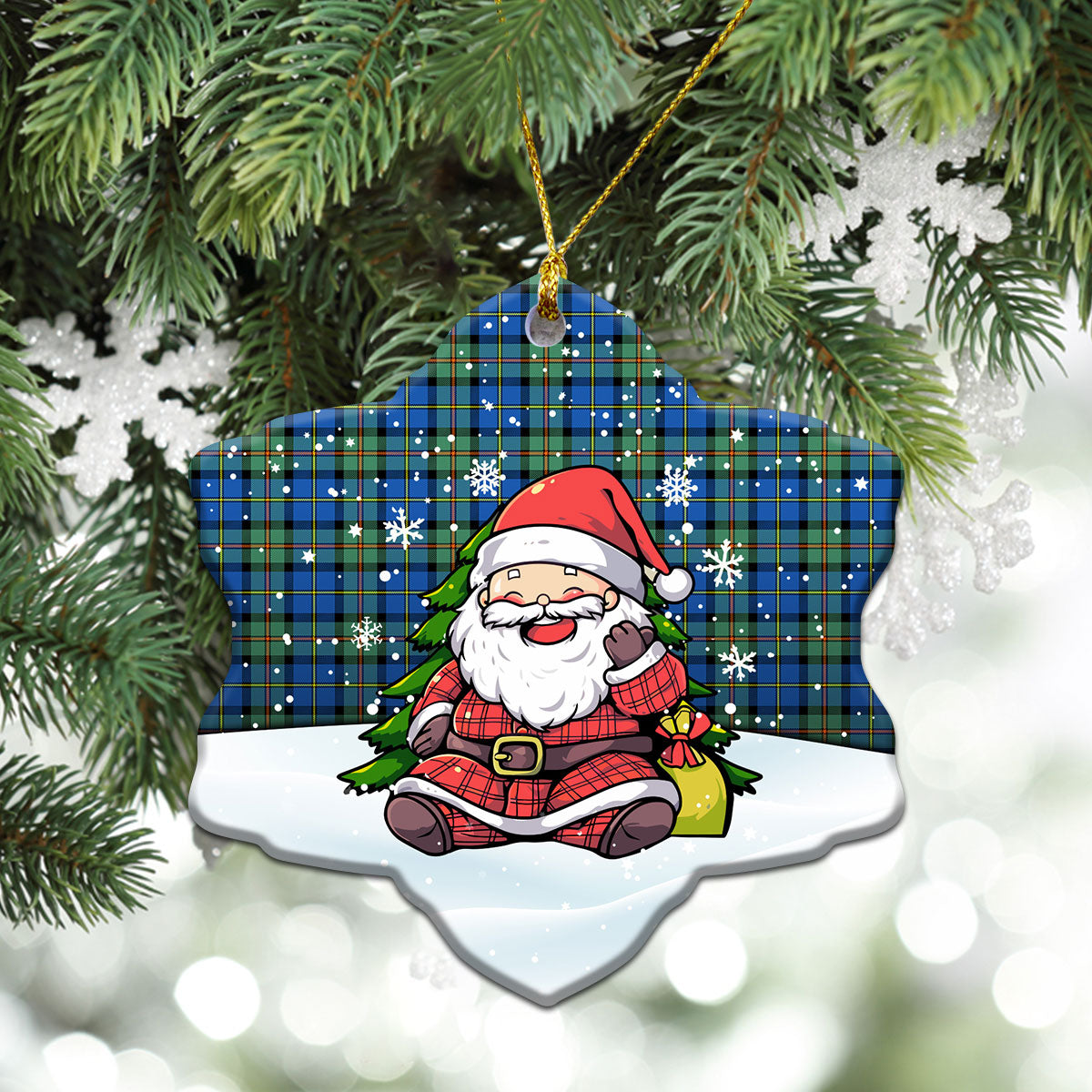 MacLeod of Harris Ancient Tartan Christmas Ceramic Ornament - Scottish Santa Style