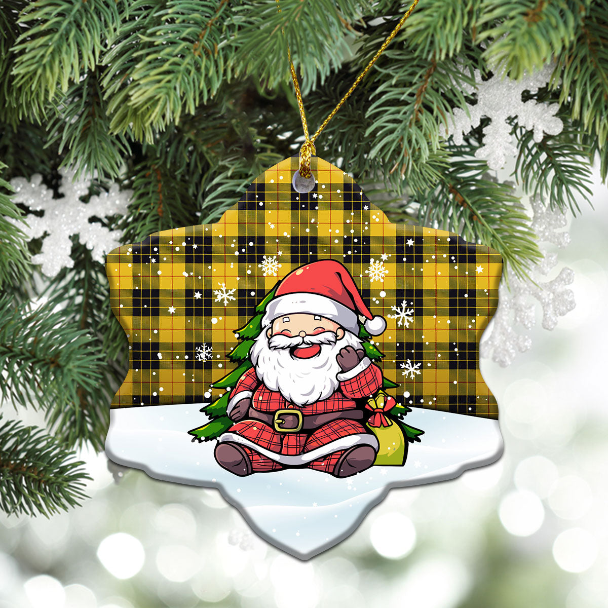 MacLeod of Lewis Ancient Tartan Christmas Ceramic Ornament - Scottish Santa Style