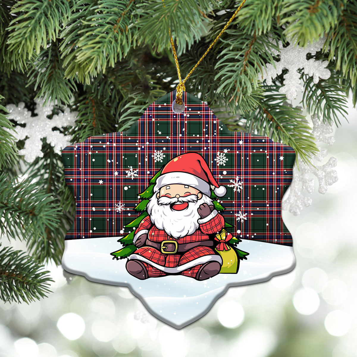 McFarlane Hunting Modern Tartan Christmas Ceramic Ornament - Scottish Santa Style