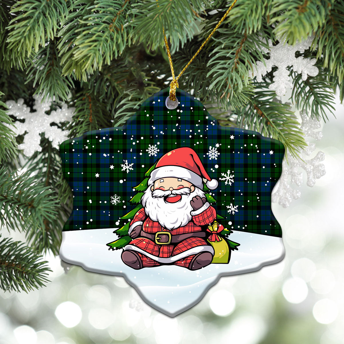 McKie Tartan Christmas Ceramic Ornament - Scottish Santa Style