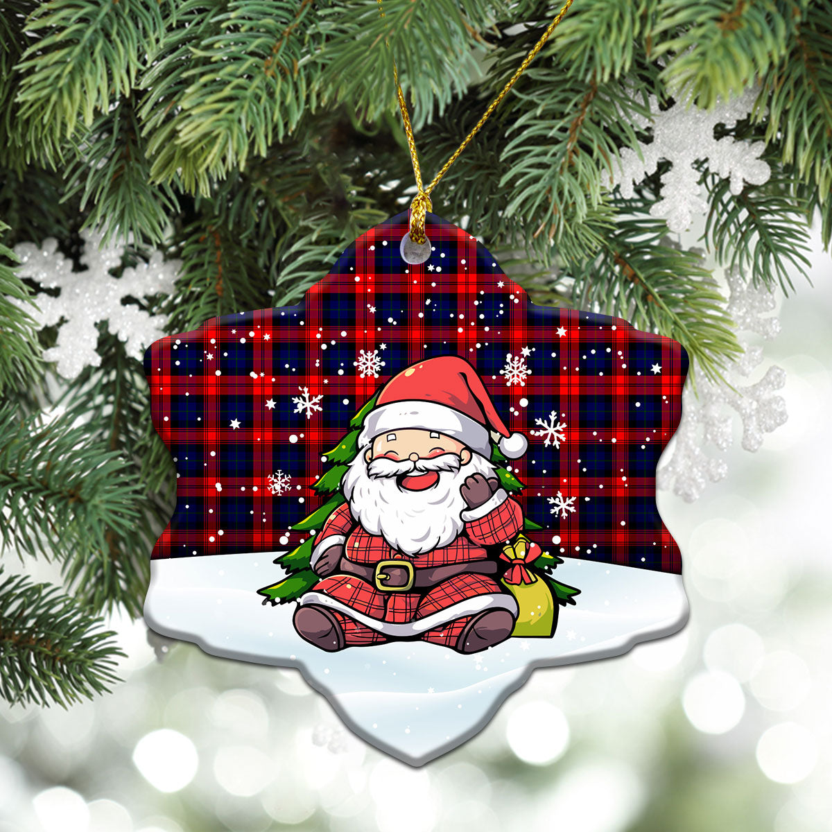 McLachlan Modern Tartan Christmas Ceramic Ornament - Scottish Santa Style