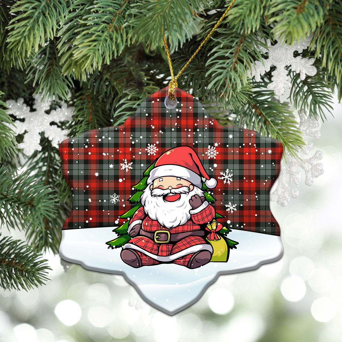 McLachlan Weathered Tartan Christmas Ceramic Ornament - Scottish Santa Style