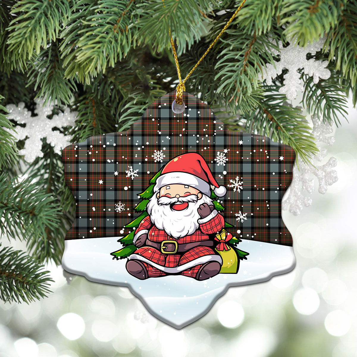 McLaren Weathered Tartan Christmas Ceramic Ornament - Scottish Santa Style