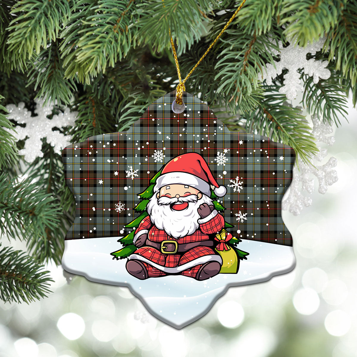 McLeod of Harris Weathered Tartan Christmas Ceramic Ornament - Scottish Santa Style