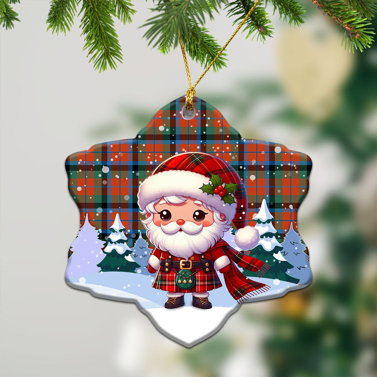 McNaughton Ancient Tartan Christmas Ceramic Ornament - Santa Claus In Kilt Style