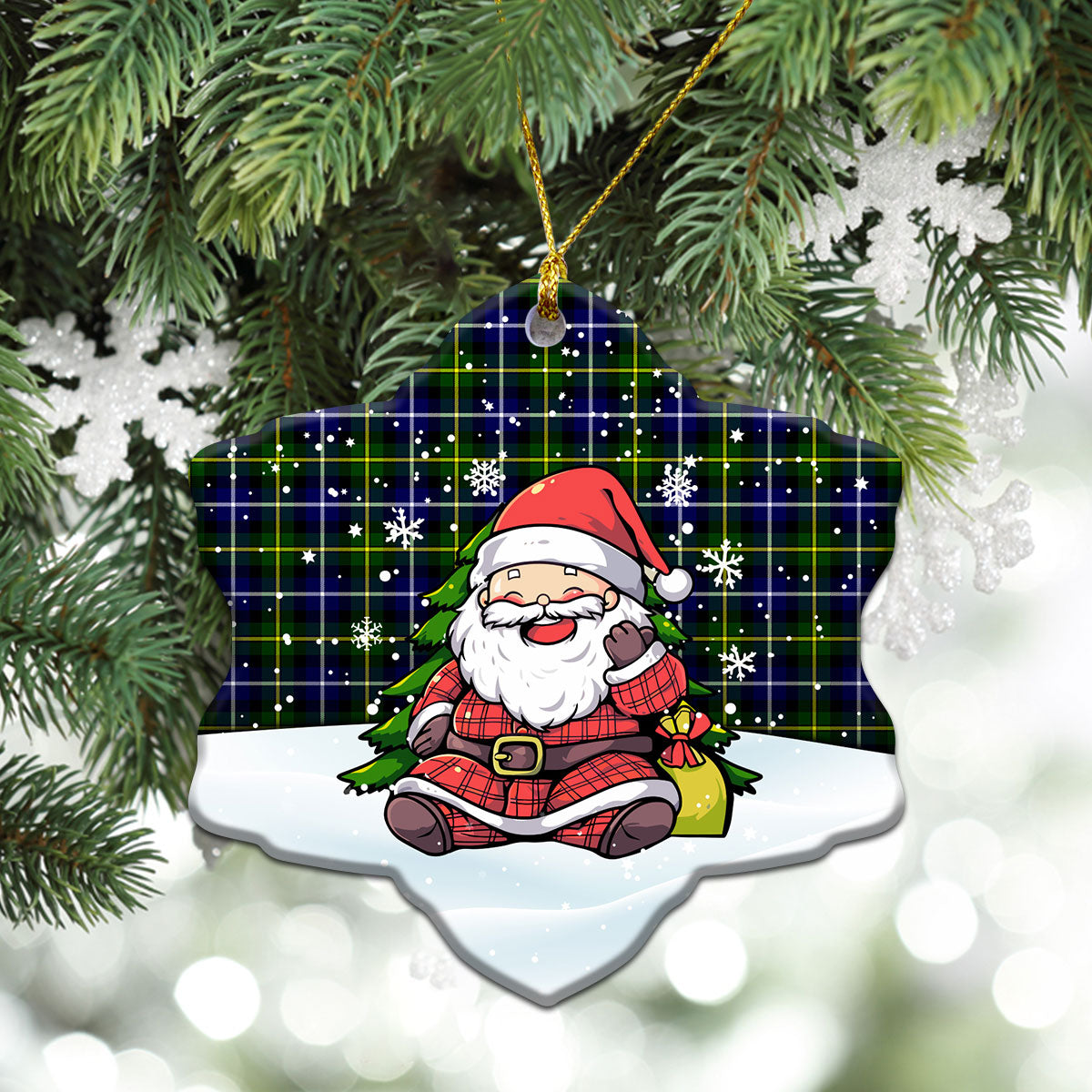 McNeil of Barra Modern Tartan Christmas Ceramic Ornament - Scottish Santa Style