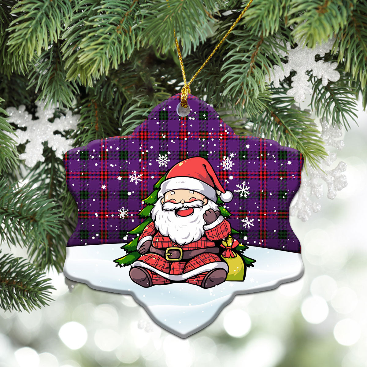 Montgomery Modern Tartan Christmas Ceramic Ornament - Scottish Santa Style