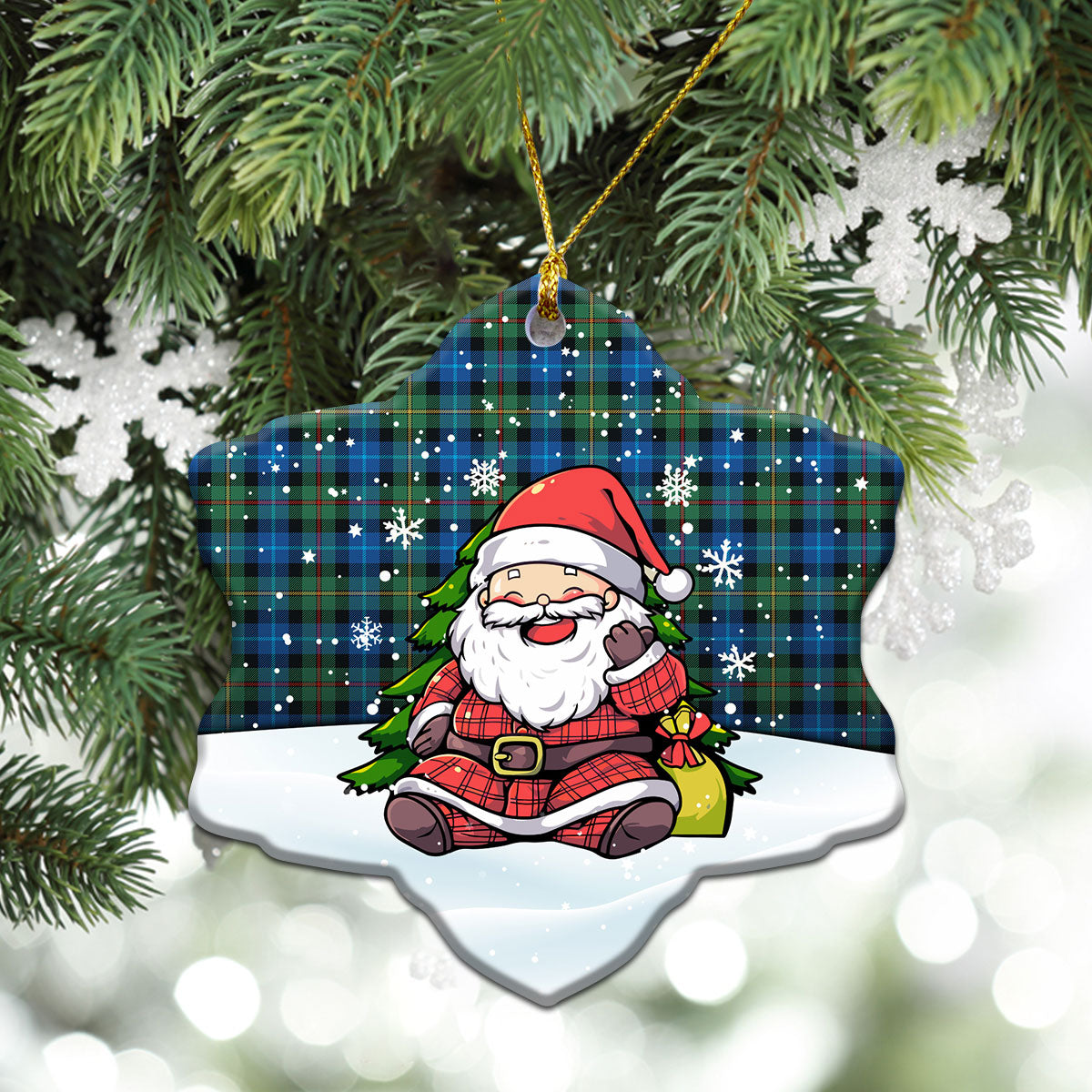 Smith Ancient Tartan Christmas Ceramic Ornament - Scottish Santa Style