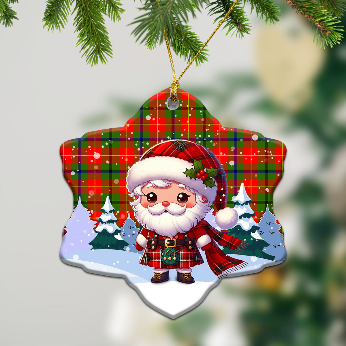 Turnbull Dress Tartan Christmas Ceramic Ornament - Santa Claus In Kilt Style