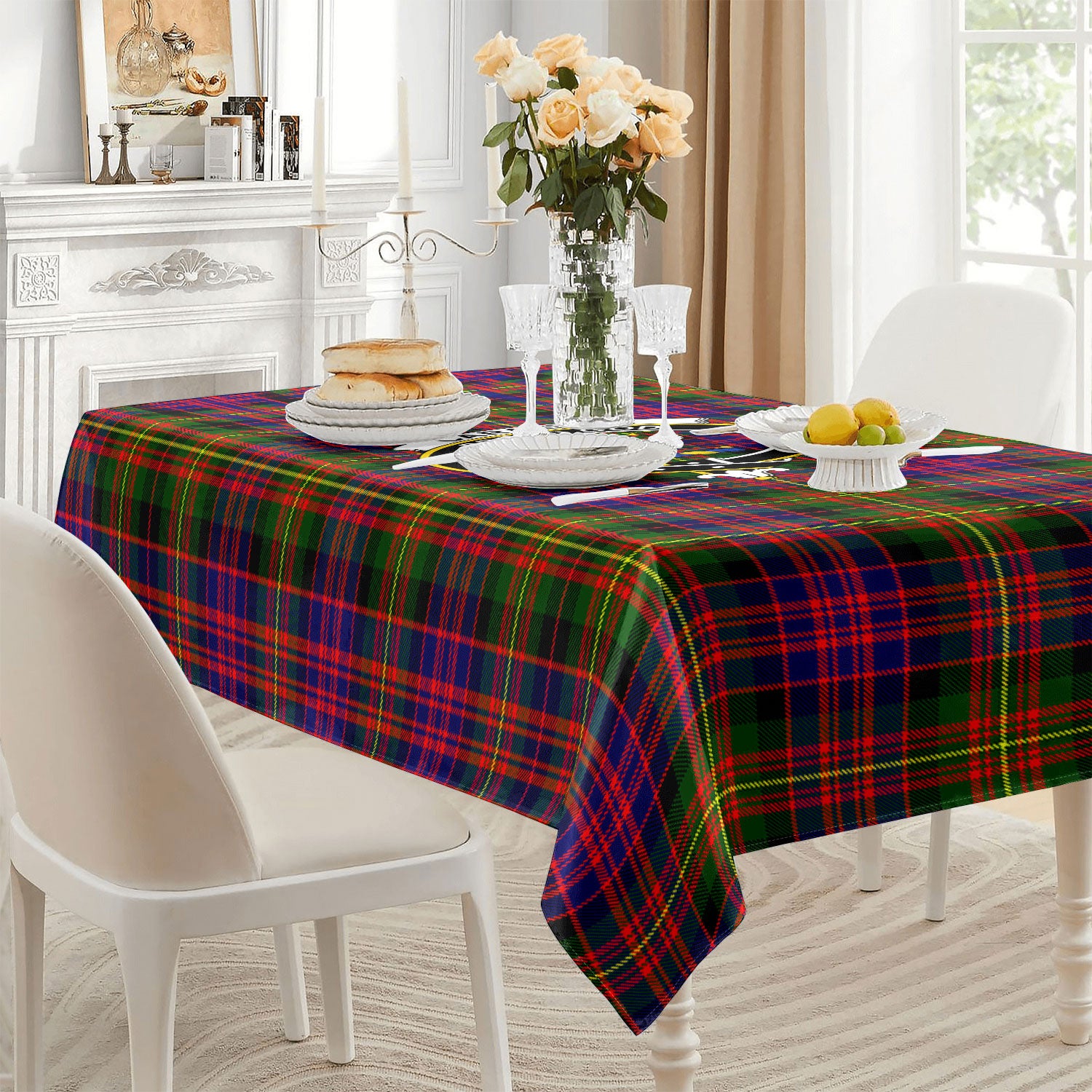 Carnegie Modern Tartan Crest Tablecloth