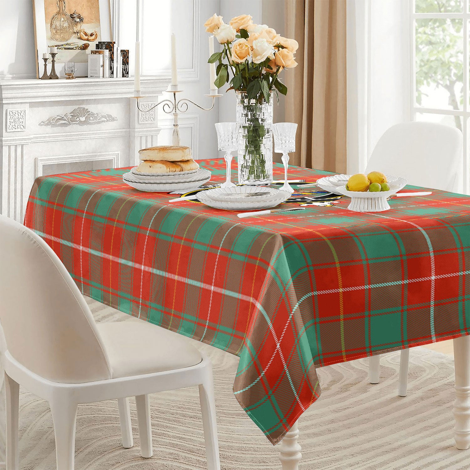 MacFie Ancient Tartan Crest Tablecloth